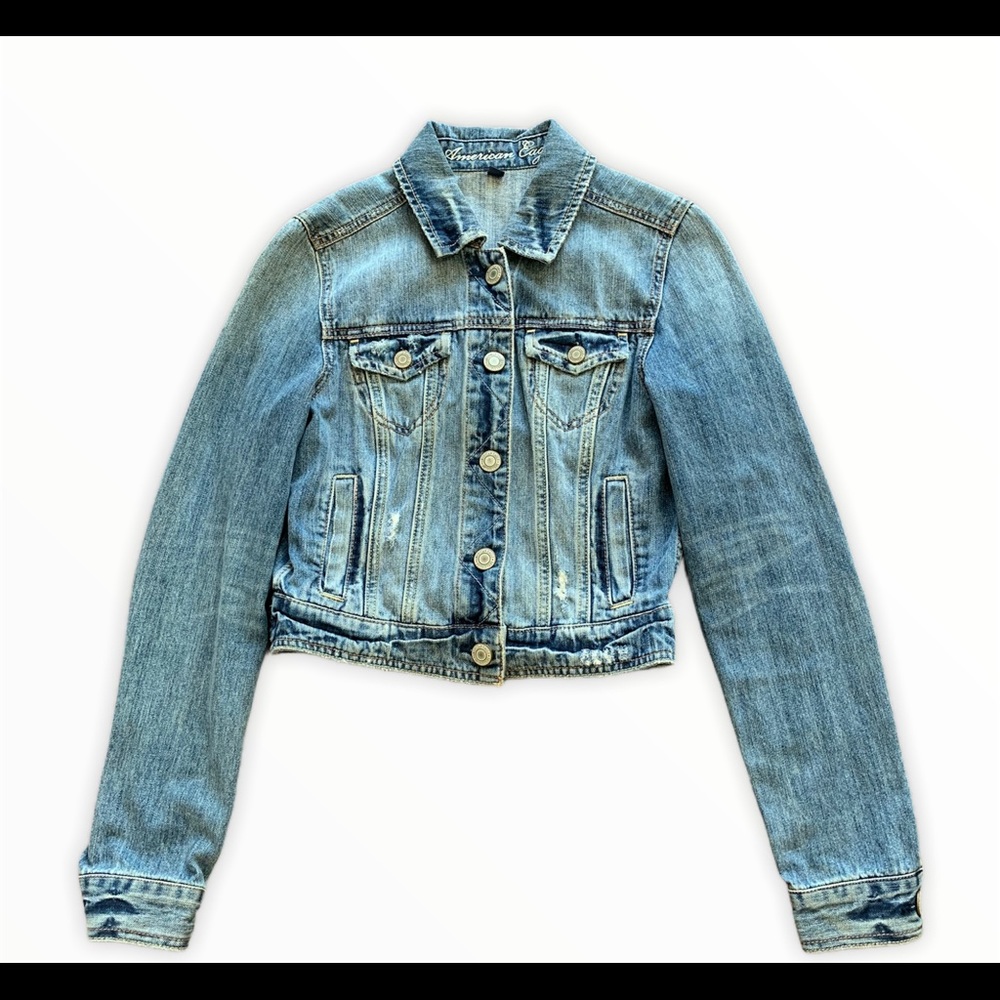 American Eagle OF Cropped Jean Jacket Sz SP